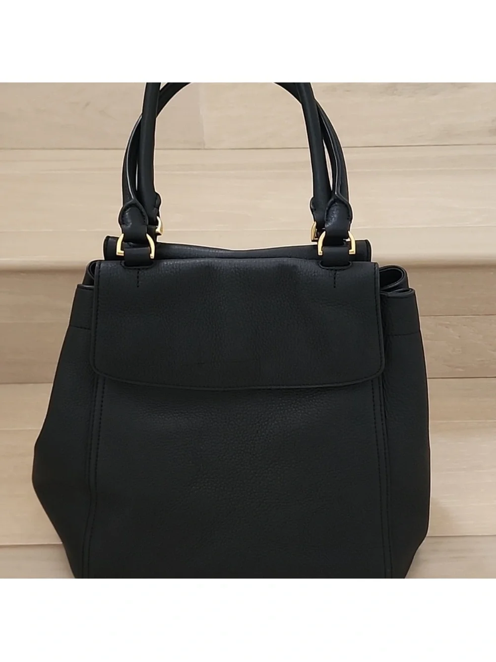 Tory Burch Black half moon Leather satchel tote Bag with Gold Hardware Brand New